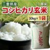 【送料無料】三重県産  コシヒカリ玄米（一等米） 30kg